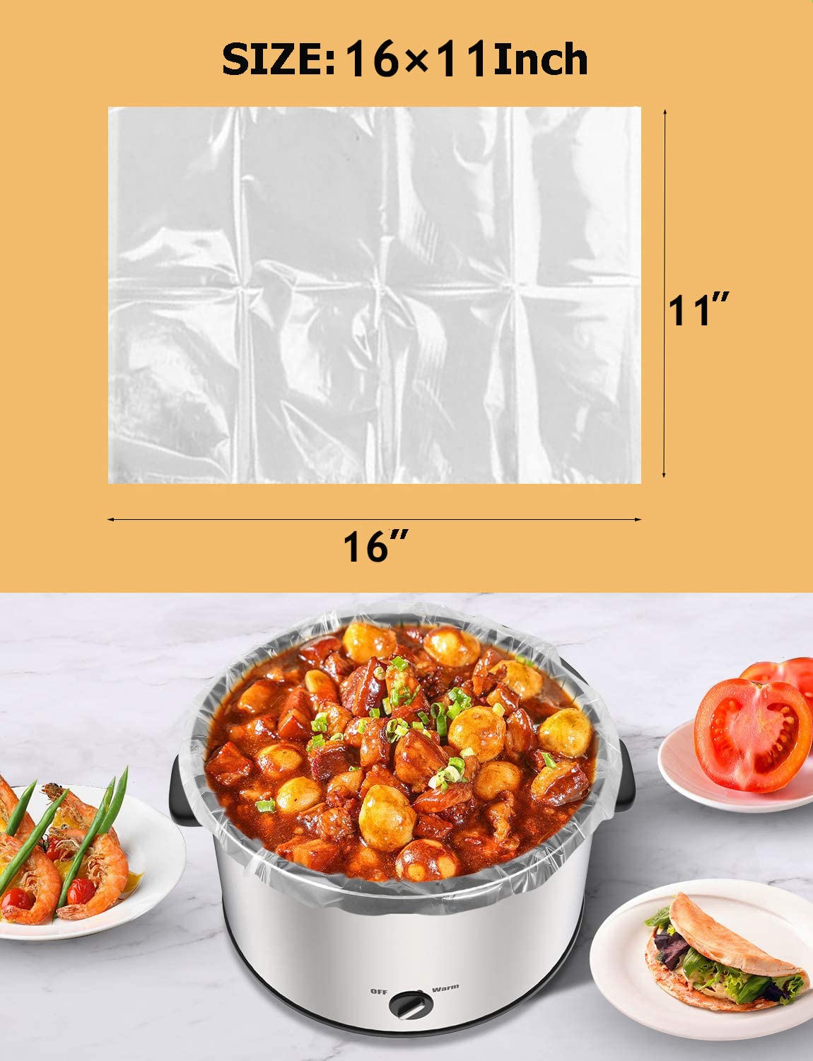 16 Counts Slow Cooker Liners Small Size(11 X 16 Inch) Kitchen Disposable Cooking Bags Fits 1 To 3 Quarts Safe For Oval Or Round